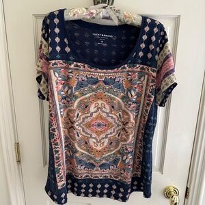 Lucky Brand Short Sleeved 1X Tee: Persian Influence Multi-Color